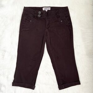 Jolt Brown Capri Pants with Double Button Detail